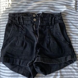 Paperbag high waisted jeans shorts